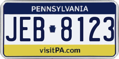 PA license plate JEB8123