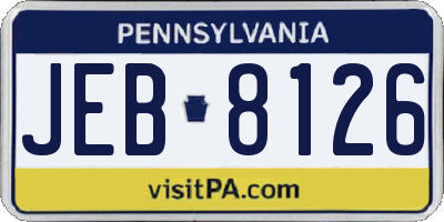 PA license plate JEB8126
