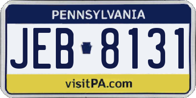 PA license plate JEB8131