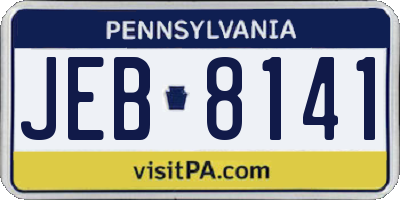 PA license plate JEB8141