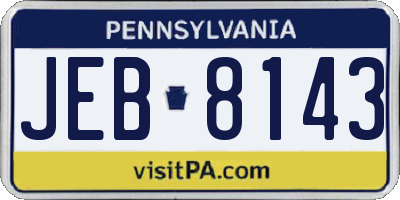 PA license plate JEB8143