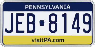 PA license plate JEB8149