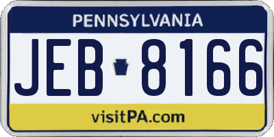PA license plate JEB8166