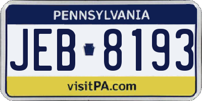 PA license plate JEB8193