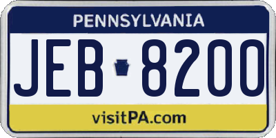 PA license plate JEB8200