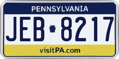 PA license plate JEB8217