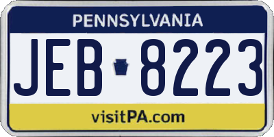 PA license plate JEB8223