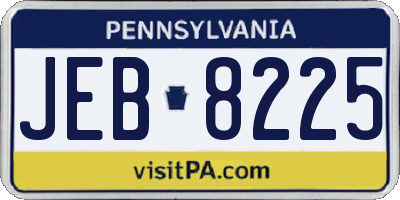 PA license plate JEB8225