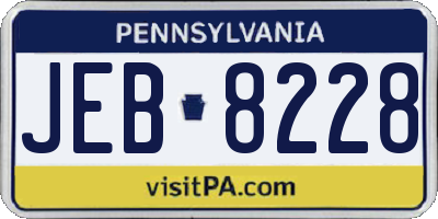PA license plate JEB8228