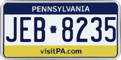 PA license plate JEB8235