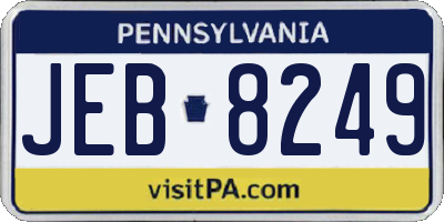 PA license plate JEB8249