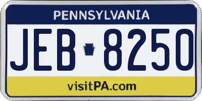 PA license plate JEB8250
