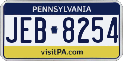 PA license plate JEB8254