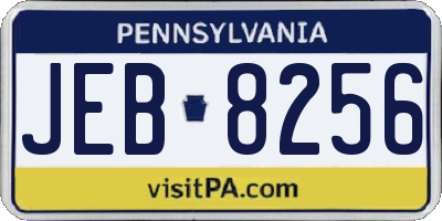 PA license plate JEB8256