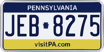PA license plate JEB8275