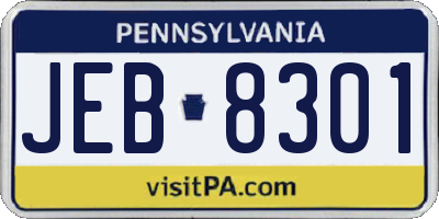 PA license plate JEB8301