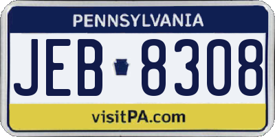 PA license plate JEB8308