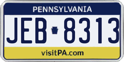 PA license plate JEB8313