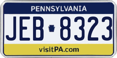 PA license plate JEB8323
