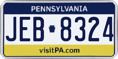 PA license plate JEB8324