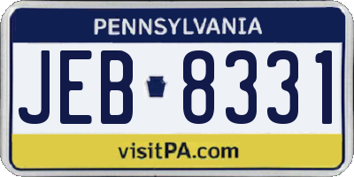 PA license plate JEB8331