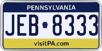 PA license plate JEB8333