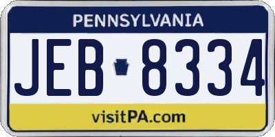 PA license plate JEB8334