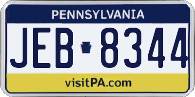 PA license plate JEB8344