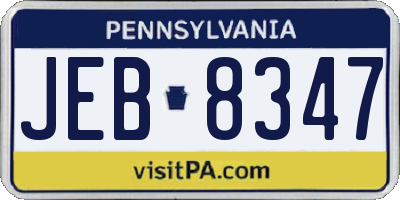 PA license plate JEB8347