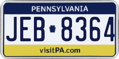 PA license plate JEB8364