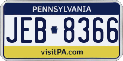 PA license plate JEB8366