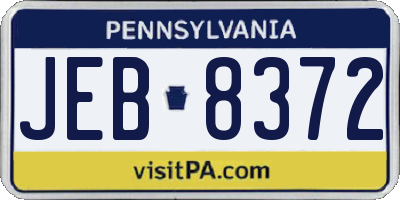PA license plate JEB8372
