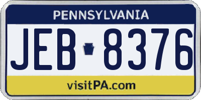 PA license plate JEB8376