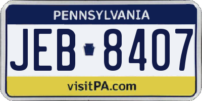 PA license plate JEB8407