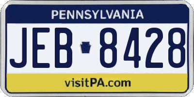 PA license plate JEB8428