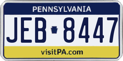 PA license plate JEB8447