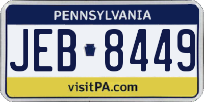 PA license plate JEB8449