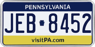 PA license plate JEB8452