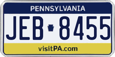 PA license plate JEB8455