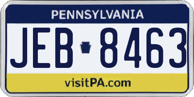 PA license plate JEB8463
