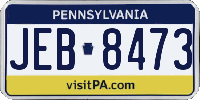 PA license plate JEB8473