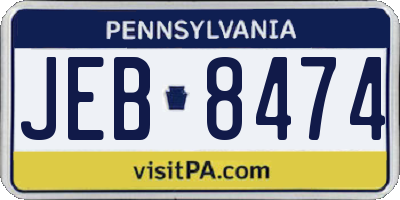 PA license plate JEB8474