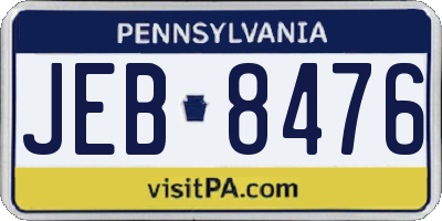 PA license plate JEB8476