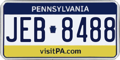 PA license plate JEB8488