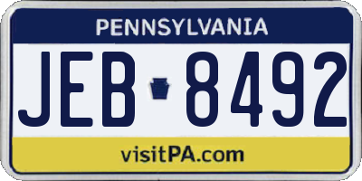 PA license plate JEB8492