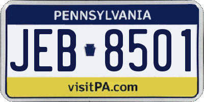 PA license plate JEB8501