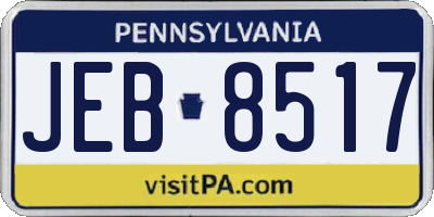 PA license plate JEB8517