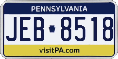 PA license plate JEB8518
