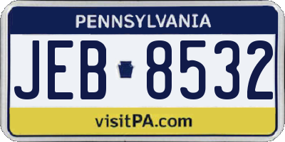 PA license plate JEB8532