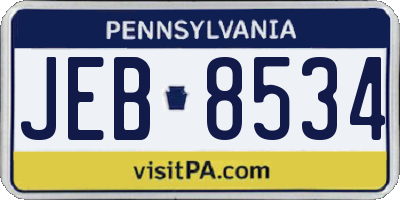 PA license plate JEB8534